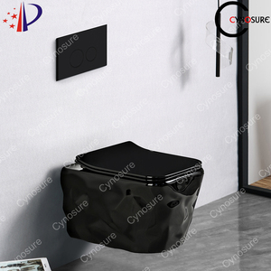 Inodoro suspendido de lujo de cerámica negro de gran venta con tapa, para baño - Product Image 2