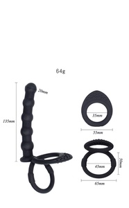 Силиконовое двойное кольцо с вибрационным кольцом для мужчин и женщин, анальные секс-игрушки, пробка для простаты - Product Image 3