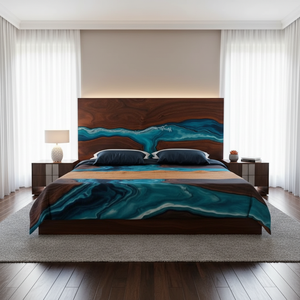 <b>SACK</b> Handmade Epoxy Resin Solid Wood Custom Color Love Heart Bed Headboard | Modern Luxury Bedroom Furniture Artistic Heat - Product Image 3