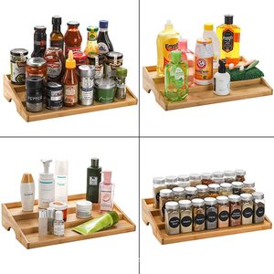 Wooden <b>Storage</b> <b>Tray</b> Rectangular Natural Wood Color Multifunctional Organizer For Kitchen Cosmetics Household Use - Product Image 1