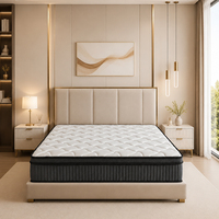 Matelas à ressorts ensachés moderne de 30 cm, compressé sous vide, avec housse en coton matelassée en losanges bicolore pour chambre, maison, hôtel, appartement
