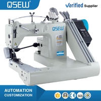 Máquina de coser de tres agujas de accionamiento directo QS-928D-PS con caja de engranajes y extractor para jeans