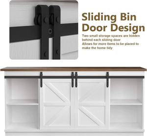 Mueble para TV Estilo Rústico con Puerta Corredera Tipo Granero y Armario - Product Image 3