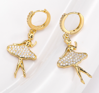 Boucles d'oreilles en or pour femmes, élégantes boucles d'oreilles créoles en cristal, bijoux de danse à la mode, cadeau pour filles