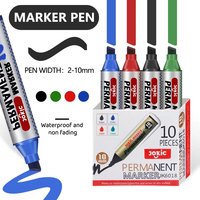 Set de 4 couleurs de marqueurs permanents Encre imperméable à l'eau Plume fine Plume brute Noir Bleu Rouge Vert Encre 10mm Marqueurs de couleur brute