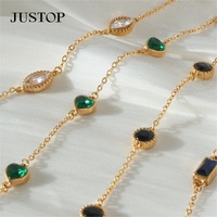JUSTOP Collier ras du cou pour femme en acier inoxydable plaqué or 18 carats, étanche, avec zircon taille Asscher serti clos, chaîne tendance pour soirée
