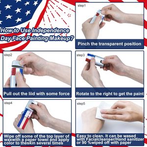 Peinture corporelle patriotique longue durée aux couleurs des drapeaux nationaux, bâton de <span class=keywords><strong>maquillage</strong></span> pour le visage, bâton de <span class=keywords><strong>maquillage</strong></span> pour les fêtes sportives - Product Image 6