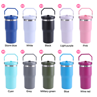 Bouteilles d'Eau Rose Mignonnes pour Enfants avec Logo Personnalisé, Gobelet de 20 oz pour Enfant avec Poignée, Tasse Thermos sous Vide de Dessin Animé pour Extérieur