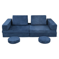 Industrial Children Best Gift Cubierta de terciopelo azul oscuro Sala de estar Sofá Cama Cubierta Conjunto elástico Sala de estar Muebles Sofá