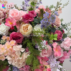 ลูกบอลดอกไม้ประดิษฐ์ LEDA ขนาด 70 ซม. สีชมพูผสมกุหลาบและเดลฟีเนียม ดีไซน์หรูหรา ทำจากผ้าไหม สำหรับตกแต่งโต๊ะงานแต่งงานและงานอีเว้นท์ - Product Image 2