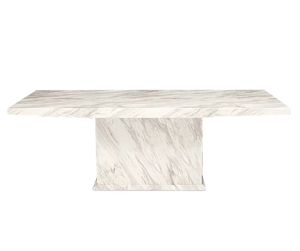 أثاث منزلي من الحجر الطبيعي طاولات طعام فاخرة من الرخام الأبيض مع كراسي - Product Image 3