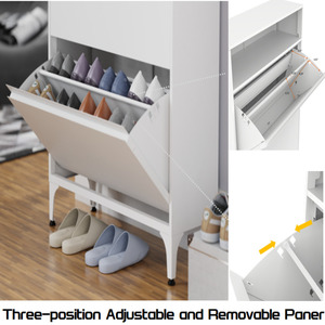 Metal Freestanding <b>Shoe</b> <b>Cabinet</b> with 3 Flip Drawers Open Storage Organizer <b>for</b> Home School Hotel <b>Entryway</b> Use - Product Image 2