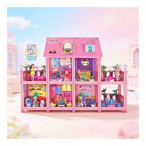 Maison de poupée Villa de jardin avec balcon fleuri et meubles, jouet de jeu d'imitation, cadeau pour filles, enfants et famille - Product Image 3