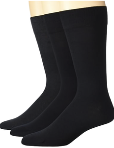 Wholesale <b>Black</b> Men Crew <b>Socks</b> Solid Color Comfort Fit Breathable Knitted Dress <b>Socks</b> Autumn Daily Wear - Product Image 2