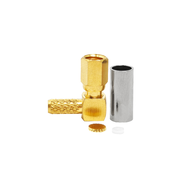 SSMC Female Right Angle Crimp Connector for RG316 Cable Miniature High-Frequency for Dense Test & Communication Modules