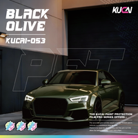 KUCAI 1.52*17 mètres Film Vinyle Noir Olive Brillant pour Voiture – Couleurs Design – Protection Efficace de la Peinture Automobile