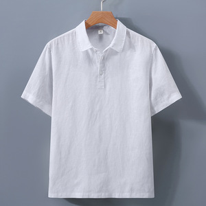 Camicia a maniche corte in lino alla moda in stile giapponese, da uomo, alla moda, artistica, casual, vestibilità ampia, con perline, senza trattamento antipiega - Product Image 6