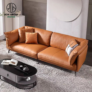 Muebles modernos personalizados para apartamento, sofá reclinable de cuero de vaca, diseño real, naranja, <span class=keywords><strong>italiano</strong></span>, para sala de estar, venta al por mayor - Product Image 5