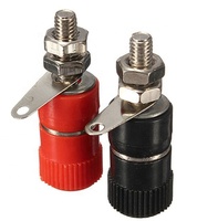 Vente chaude Rouge Noir 4mm Prise Banane Nickelé Reliure Post Écrou Fiche Banane Connecteur Jack