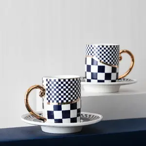 royal instant custom mosaic printed design arabic espresso Ceramic cup and saucer coffee set