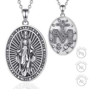 Merryshine mujer madrina 925 plata esterlina plata 925 al por mayor joyería vintage Virgen María colgante collar - Product Image 1