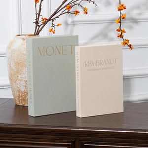 กล่องเก็บของตกแต่งทรงหนังสือวินเทจสวยงามทันสมัยสไตล์ Sage <span class=keywords><strong>Monet</strong></span> ชุดหนังสือตกแต่ง 3 เล่ม ปกผ้าลินินพร้อมตัวอักษรสีทอง - Product Image 6