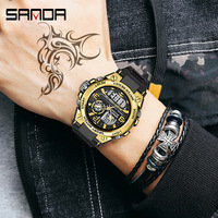 SANDA 6024 Herren Digitaluhr Bestseller Sport Freizeit Leuchtende Weckfunktion Wasserdichte Luxusuhr Platin Kunststoff Keramik