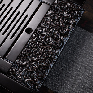 Bandeja de Té de Madera Maciza con Drenaje, Diseño Plano Estilo Chino para Preparación de Té Kung Fu, Material de Roble, Almacenamiento y Drenaje de Agua - Product Image 3