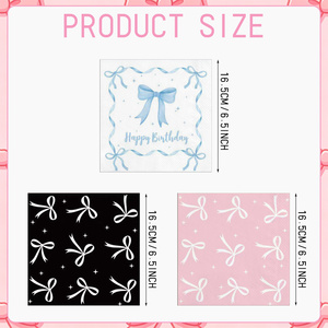 Estetique arc imprimer serviettes bleu rose noir mignon arc bon <span class=keywords><strong>anniversaire</strong></span> serviettes <span class=keywords><strong>en</strong></span> <span class=keywords><strong>papier</strong></span> pour les fournitures de fête - Product Image 2