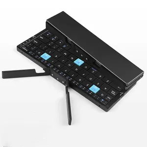 YS287 Mini teclado plegable teclado inalámbrico compatible con 3 dispositivos con soporte para teléfono tableta teclado plegable recargable