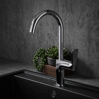 Robinet de cuisine moderne noir en laiton à poser sur le plan, style contemporain, pour éviers de cuisine - Vente en gros