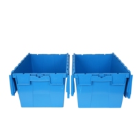 Grands bacs de rangement en plastique PP écologiques avec couvercle intégré, empilables et emboîtables, pour la distribution et l'entreposage en entrepôt
