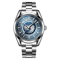 Montre-bracelet à quartz en alliage pour homme avec logo personnalisé, cadran 3D Terre, fuseau horaire mondial, lunette en acier inoxydable et bracelet bicolore