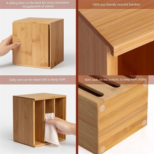 Caja de Almacenamiento de Cucharas de Bambú con Tres Compartimentos, 18x14.5x20cm, Organizador de Cubiertos de Escritorio, Tipo Vertical - Product Image 5
