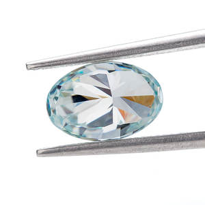 Holycome Oval Moissanite taş 4x6-8x12 ezilmiş buz hibrid Oval kesim Aqua mavi Moissanite elmas testi pozitif - Product Image 3