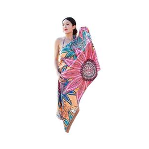 Toalla de playa de gamuza con estampado de microfibra de secado rápido para mujer reciclada con logotipo personalizado - Product Image 2