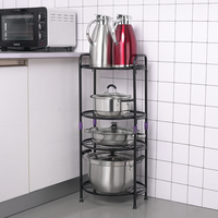 Usine en gros cuisine en acier au carbone étagère de rangement ménage sol debout Pot étagère multicouche supports de stockage en métal