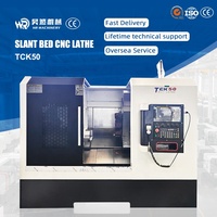 Torno CNC de bancada inclinada ShanDong HR TCK50 con contrapunto programable y sistema GSK para alta precisión