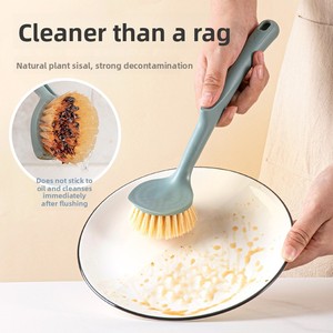 Zenidoo Eco-Friendly Plastic Handle Wire Kitchen <b>Scrubbing</b> Brush Silicone Bristles for Non-Stick Oil Plant Hair Removal Cleaning - Product Image 2