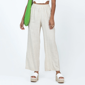 <span class=keywords><strong>Pantalon</strong></span> large en <span class=keywords><strong>lin</strong></span> beige pour <span class=keywords><strong>femme</strong></span>, taille élastique, <span class=keywords><strong>pantalon</strong></span> court, respirant, décontracté, vacances d'été, usage quotidien - Product Image 2