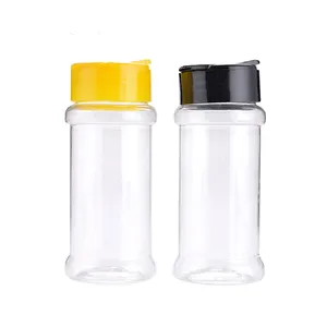 80ml 100ml 170ml 300ml Plastic Spice Grinder Bottle Salt Flavoring Powder Shake Spice Bottle with Flip Top lid