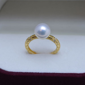 Bague en argent S925 Zhuji Danshui, perle ronde de 9-10 mm, forte luminosité, défauts discrets, style simple, réglable - Product Image 2