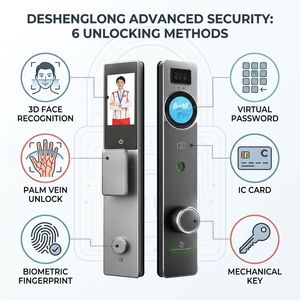 Biometrisches Handvenen-Smartlock 3D-Gesichtserkennung Türklingel mit Kamera WLAN Tuya <span class=keywords><strong>App</strong></span> Fernentriegelung Digitales Schloss Cloud Holztür - Product Image 2
