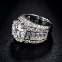 Bague Hip Hop personnalisée en argent sterling 925, 15 carats, sertie de moissanite GRA VVS 14 mm, pour hommes, passe le testeur de diamant