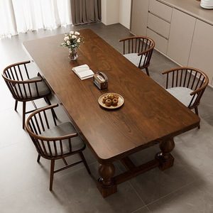 Modern Luxury Solid Wood High-End Rectangle <strong>Dining</strong> <strong>Table</strong> for Indoor Living Room Entry Use <strong>Foldable</strong> 6-Seater Waterproof - Product Image 2
