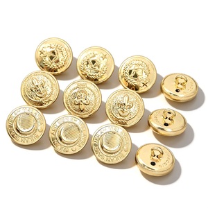 Gold Metal Shank <b>Buttons</b> Round Embossed Logo Classic Uniform <b>Button</b> - Product Image 3