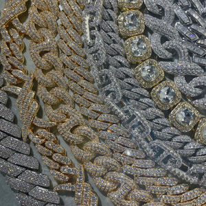 Collier Hip Hop pour homme <span class=keywords><strong>en</strong></span> or jaune 20CM 22CM, chaîne Miami épaisse et lourde avec diamants, chaîne cubaine glacée pour mariage ou cadeau - Product Image 5