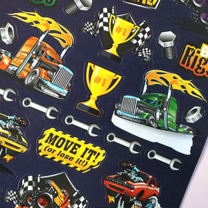 Ensemble d'autocollants Monster Vehicles pour garçons - 212 autocollants de voitures, camions et motos pour loisirs créatifs, emballage cadeau et décoration de fête - Product Image 2