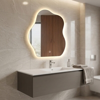 Miroir intelligent créatif en forme de nuage, lampe murale sans perforation pour la maison, éclairage HD anti-explosion, forme spéciale pour salle de bain