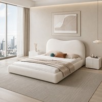 Cadre de lit plateforme crème avec revêtement en sherpa pour collections de chambres à coucher (vente au détail)